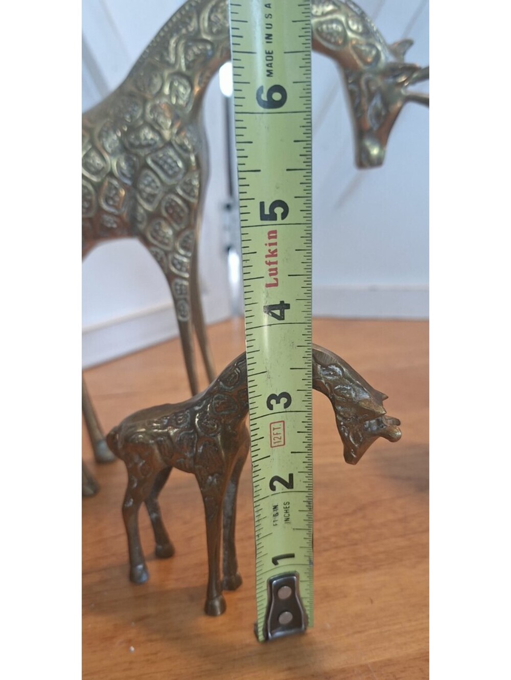 Vintage Set Of 3 Solid Brass Giraffe Statue Figurines Mom/Dad/Baby/Family - Picture 9 of 9